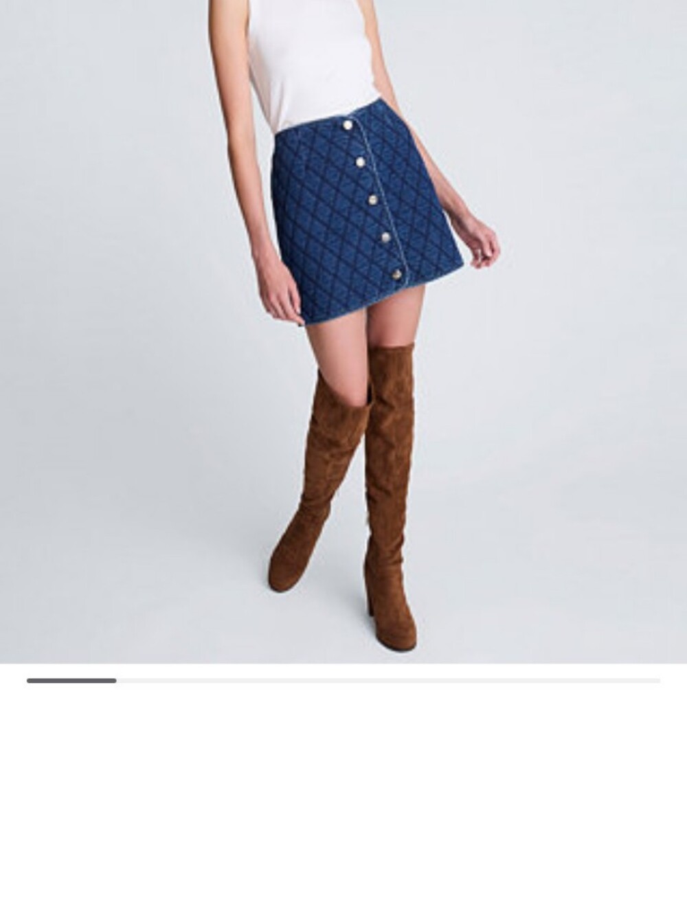 Kenneth Cole Quilted Denim Pencil Mini Skirt - Blue
